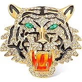 Rhinestone Tiger Head Brooch Pins. Animal Lapel Pin for Men,Punk Lion Coat Brooch for Mens Brooch Pin Suit Tiger Pin Coat Jewelry