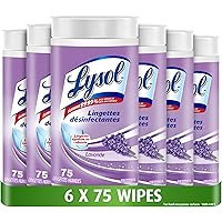 Lysol Disinfecting Wipes, Lavender, Thick Strong Wipe, Kills 99.99% of Viruses & Bacteria, Bulk Pack of 6, 450 Count (6 x 75 