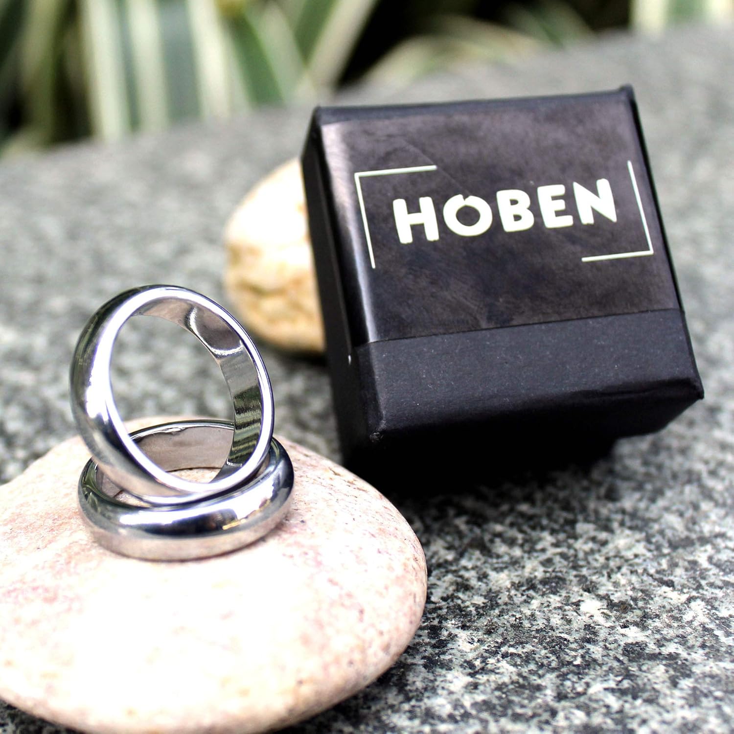 HOBEN 5 Pcs Hematite Rings Silver,Hematite Magnets Rings That Absorb Negative Energy for Women and Man (Size 8-12): Health & Personal Care