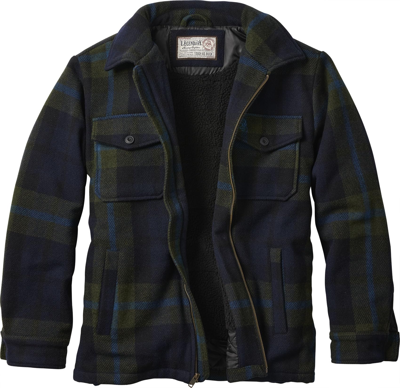 Legendary Whitetails Mens Wool Blend Jacket Insulated Berber Lined Coat, Eerie Night Plaid, 4XL Image