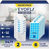 VEYOFLY Fruit Fly Traps Indoor Plug-In UV, Gnat Trap, 2 Device + 6 Refills | UV light attracts insects to glue cards, silent 24/7, plug-in setup, replaceable cards, indoor use, no zapper