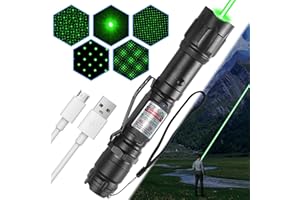 LETEAPII Green Light Flashlight Rechargeable, Long Range Adjustable Focus Tactical Beam for Outdoor Journeys, Camping, Presentations, TV/LED/LCD Screens, and Stargazing