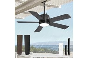 FANBULOUS 42 In Waterproof Outdoor Ceiling Fan with Light and Remote IP65 Plug in Wet Rated Outdoor Ceiling Fans for Patios Waterproof Gazebo Hanging Fan 3CCT 6 Speed, for Outside Porch Pergola Garage