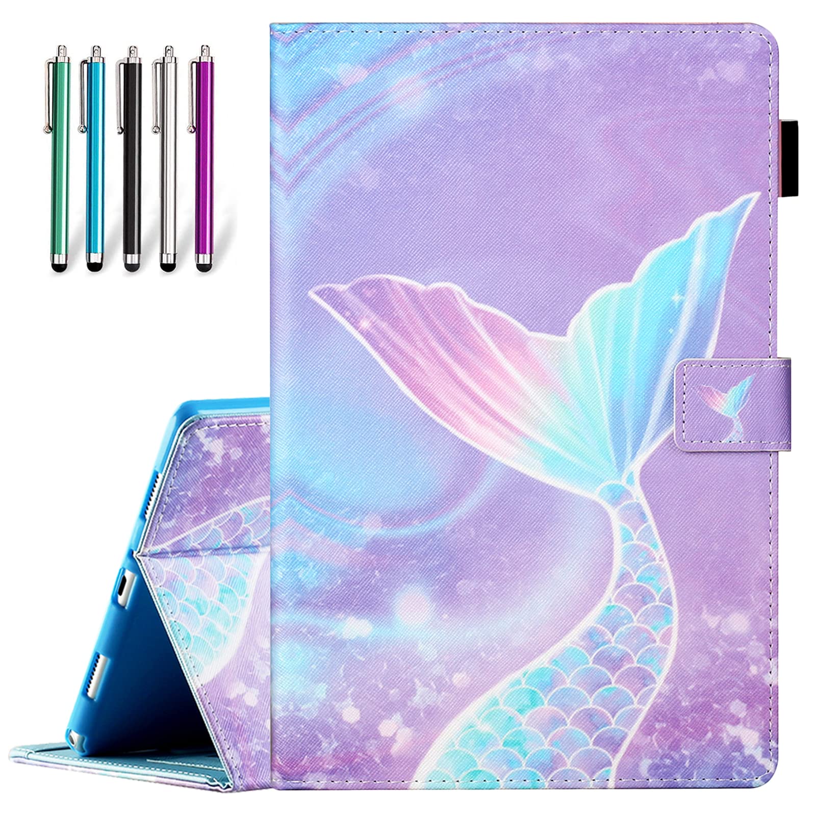 CiaoYe Case for Samsung Galaxy Tab A7 10.4 - Premium PU Leather Stand Case with Multi-Viewing Angles, Shockproof, Mermaid