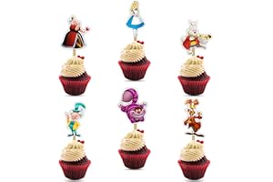 SEYAL "Alice in Wondrland Cupcake Topper – Whimsical Birthday Party Decorations for Adults – Tea Party, Baby Shower, Bridal Shower, Theme Dessert Table Décor – Reusable Party Supplies"