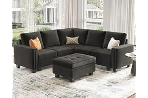 Belffin Velvet Modular Sectional Sofa Convertible L Shaped Couch with Storage Ottoman Sectional Couch with Reversible Chaises Corner Sofa Set Grey