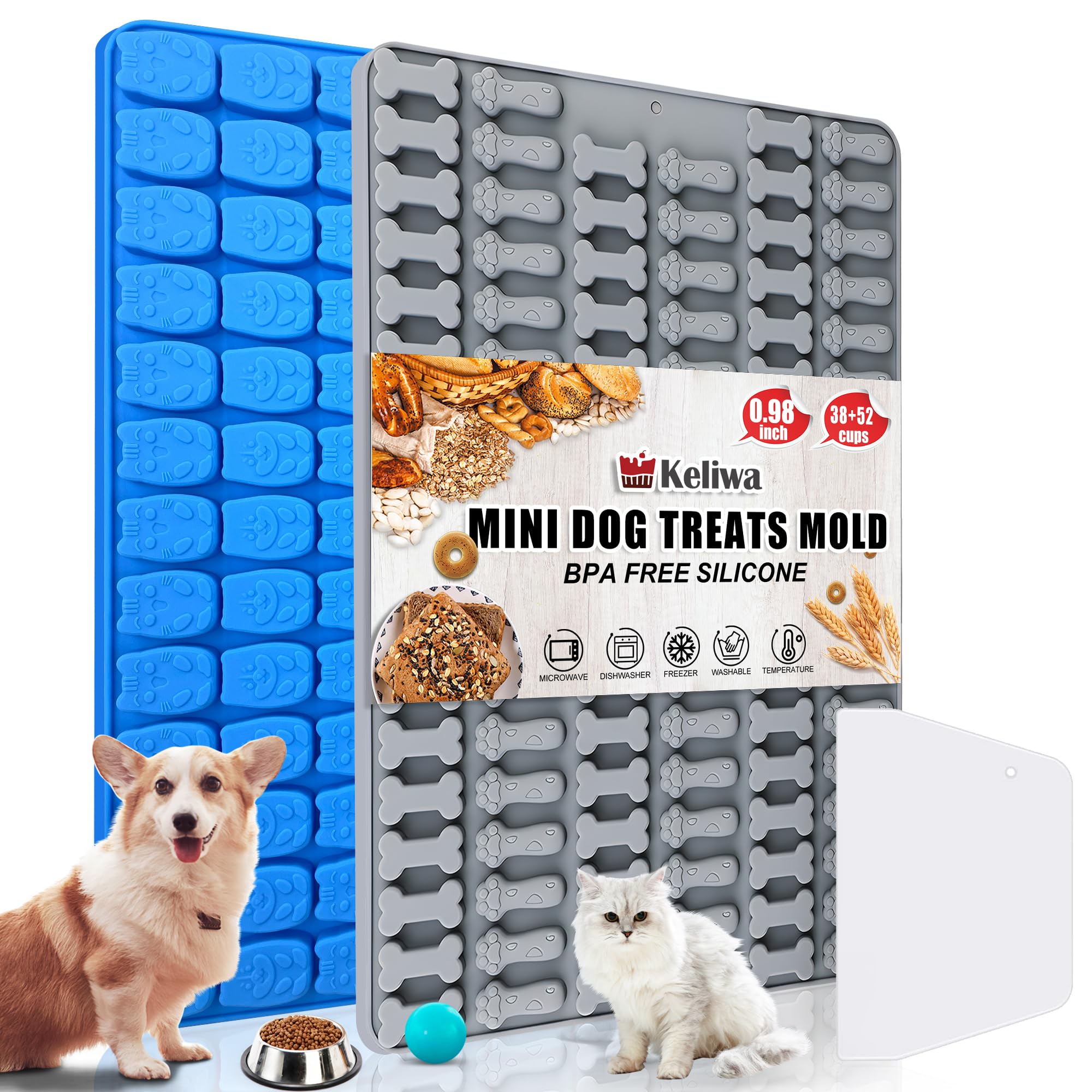 SWSHENR Silicone Gummy Candy Molds, 91 Cartoon Cat Shape & Dog Bone and