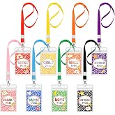 Fuyoooo 8 Pcs Hall Passes for Classrooms School, Classic Color | Composition Back to School Classroom Passes with Lanyards, PVC Unbreakable, Restroom Library Office Nurse Pass for School