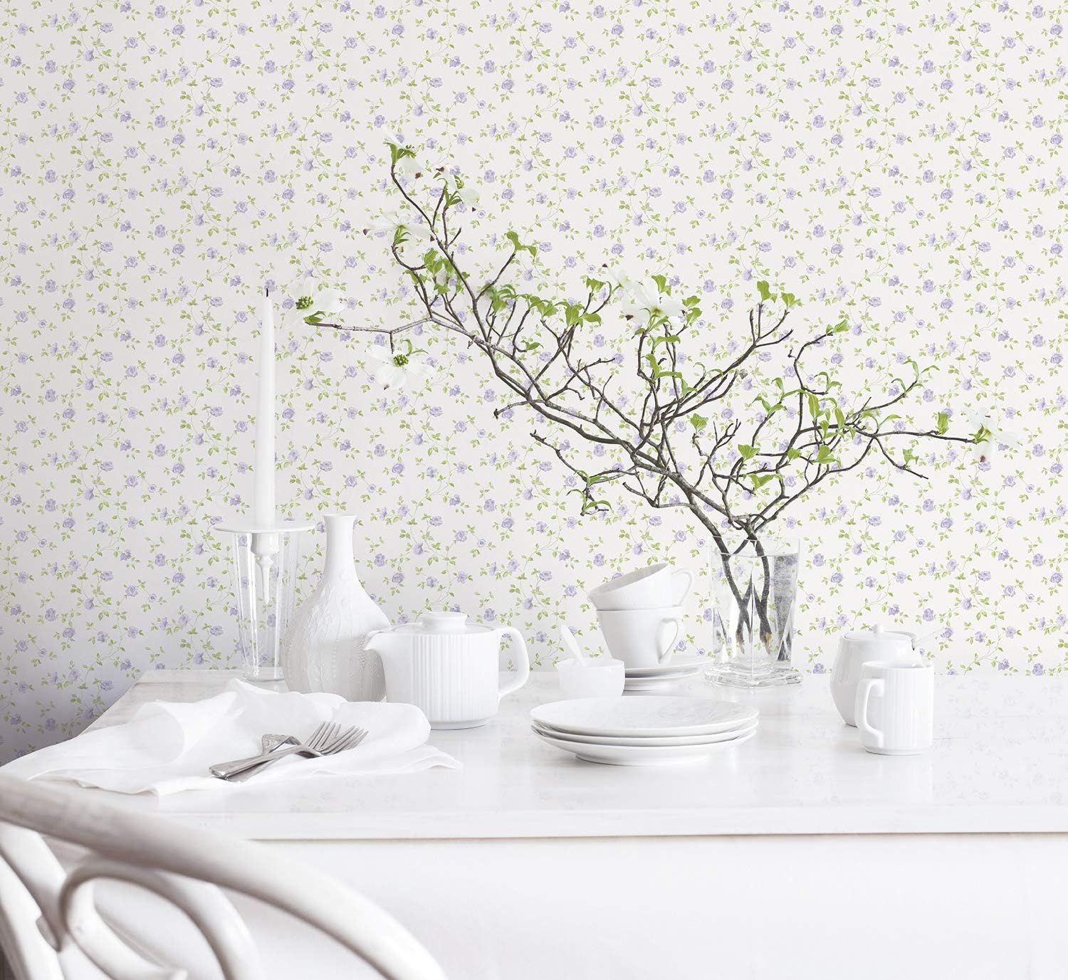Galerie G67890 Miniatures 2 Small Rose Trail Design Wallpaper, Lilac/White, 10m x 53cm - Image 3