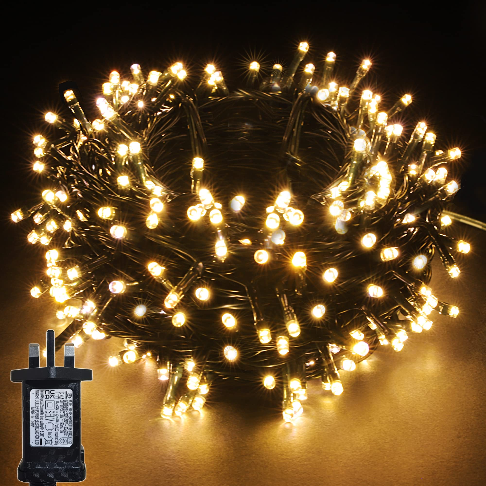 YOSION 50M LED String Fairy Lights On Dark Green Cable with Various Light Effects, Ideal for Christmas Tree, Xmas, Party,Wedding,ETC (Warm White,500 LEDs)