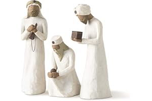Willow Tree The Three Wisemen, Follow a Star to Find the Light of the World, Set of Walking, Bowing, Kneeling Figures Carrying Gifts for Holy Family, Sculpted Hand-Painted Figures for Classic Nativity