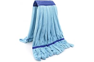 TIDY MONSTER Microfiber Tube Mop Head(16 oz.), 6 Inch Headband, Loop End Commercial String Mop Head Replacement for Home, Highly Absorbent, Industrial and Commercial Use