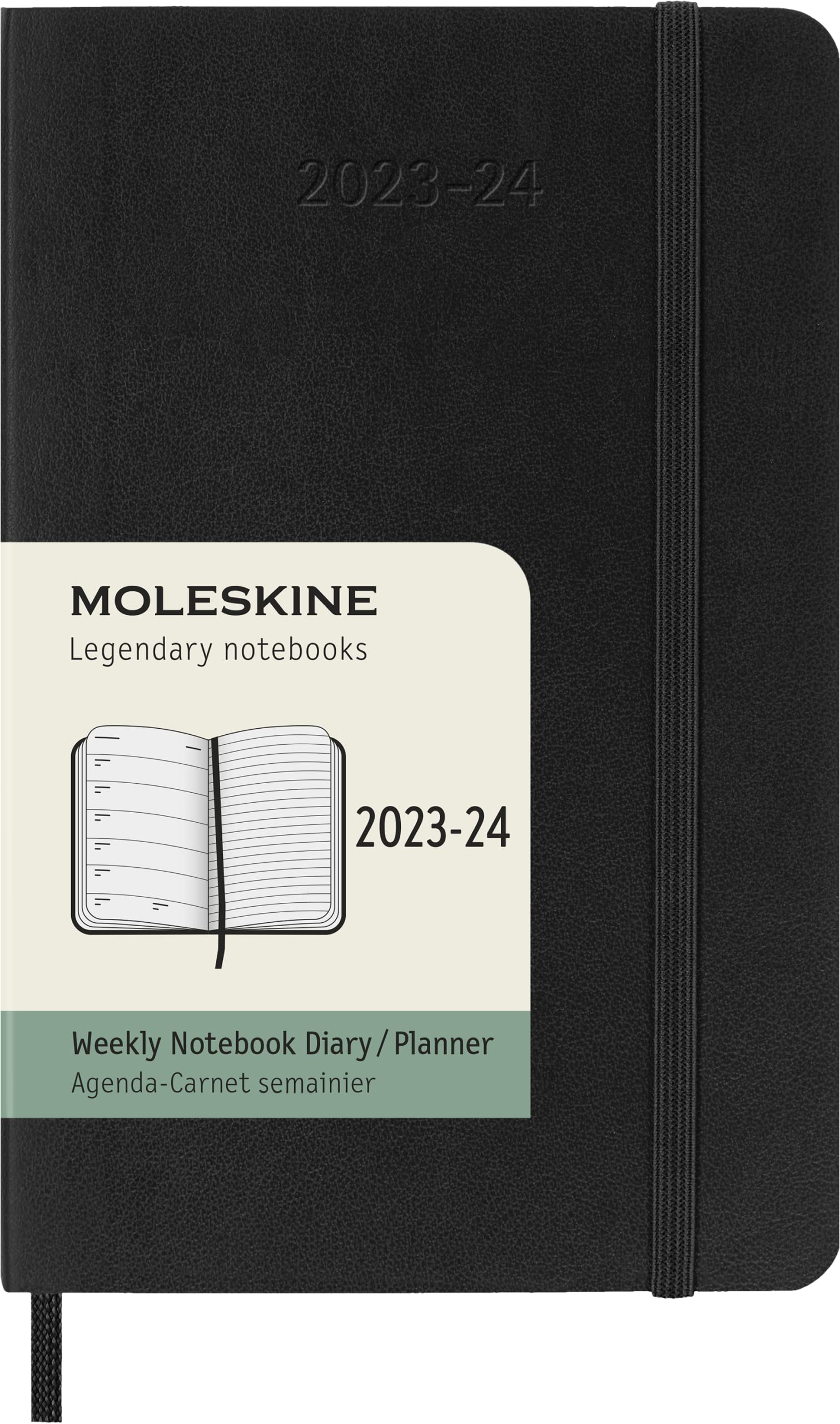 Moleskine Weekly Planner 2023-2024, 18-Month Agenda, Academic Diary, Softcover Weekly Planner, Pocket Size 9 x 14 cm, Colour Black