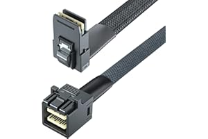 H!Fiber.com 12G Internal Mini SAS HD SFF-8643 to SFF-8087 Cable, Straight to Right Angle, 1m, 36 Pin, with Sideband,100 Ohm, 