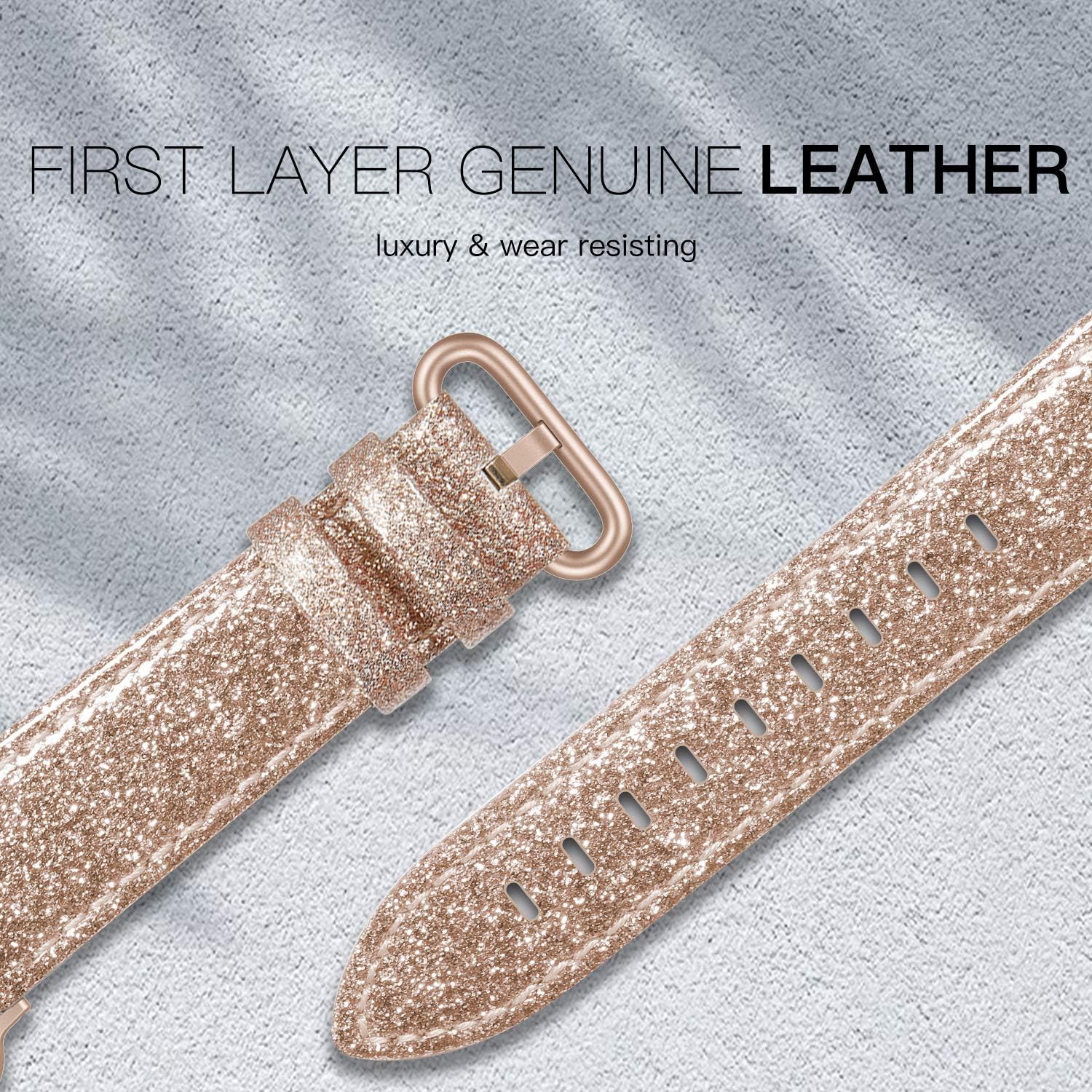 PARMPH Genuine Leather Strap Compatible for Apple Watch 38mm 40mm 41mm 42mm(Series 10) - Image 3