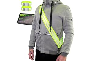 FREEMOVE Reflective SASH with 2 Bands - or - Reflective Runners Waist Belt with 4 Arm Bands > Easy to Put On/Off Reflective Gear for Guaranteed Visibility & Safety for Dog Walking, Running, Cycling