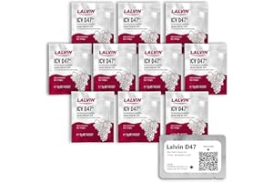 Lalvin D47 Wine Yeast (10 Pack) - Make Wine Cider Mead Kombucha At Home - 5 g Sachets - Saccharomyces cerevisiae - Sold by CAPYBARA Distributors Inc.
