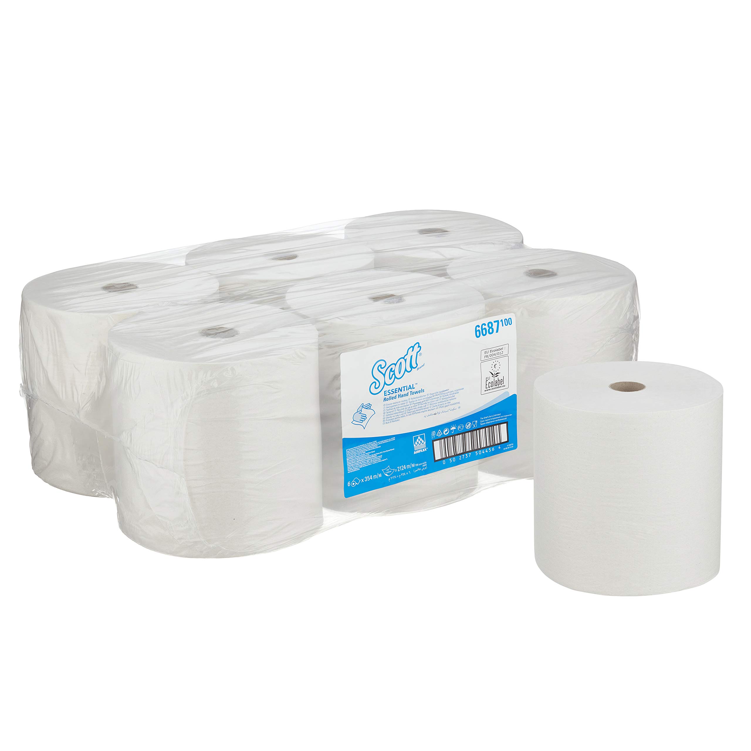Scott Essential XL, 6687, Rolled Hand Towels , 1 Ply, White, 6 rolls x 354 m