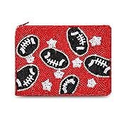 Game Day Coin Purse for Women Beaded Football Coin Pouch Small Sports Change Purse Wallet Game Day Party Favors