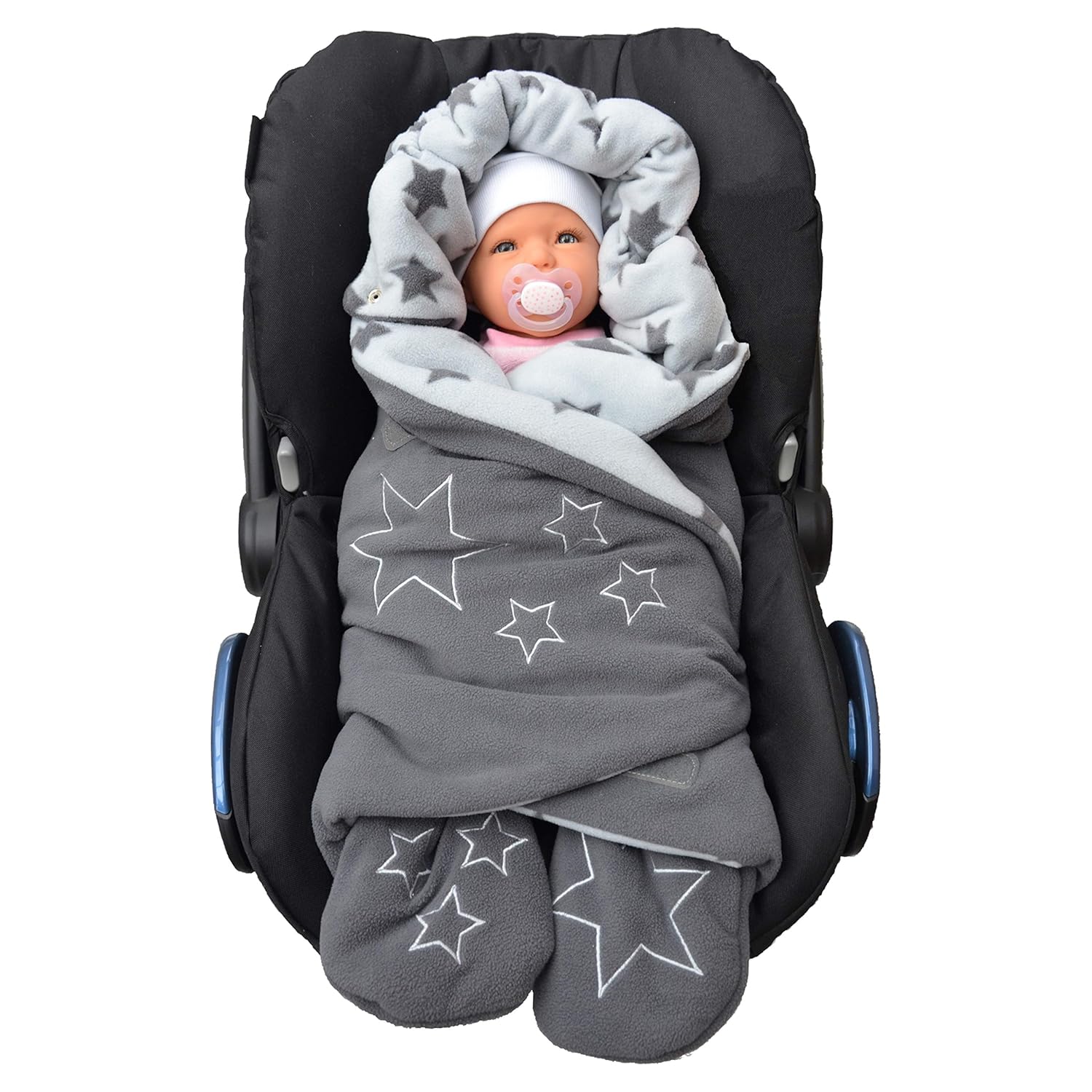 Einschlagdecke Babyschale - OEKO-TEX - Fuß-sack Baby-Decke für Autositz Kinderwagen Buggy Babytrage