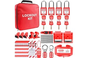 Ravct Lock Out Tag Out Kits Electrical,57 Lockout Tagout Kit with Breaker Hasps Tag Padlock Plug Lockout for OSHA Compliance Loto Kit