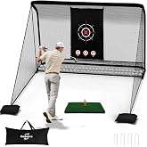 10x7ft Golf Hitting Practice Net for Real Golf Balls, Heavy Duty Driving Training Cage with Reinforced 7-Layer Mesh &amp; Mat, Portable Backyard Net for Indoor Outdoor to Improve Your Swing