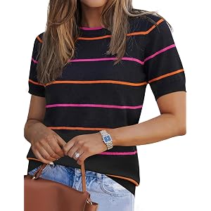 LOMON Short Sleeve Sweater for Women Light-Weight Crew Neck Summer Tops Dressy Casual Women's Clothes 2026, S-XXL
