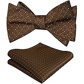 Alizeal Mens 2pcs Self-tied Solid Color/Animal Pattern Bow Tie and Pocket Square Set