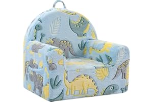 MeMoreCool Comfy Toddler Chair for 1-3 Years Old, Glow Dinosaur Kids Reading Chair, Soft Plush Toddler Armchair, Cozy Foam Lounge Kids Armchair for Baby Room, Living Room, Playroom, Reading Nook