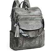 Shrrie Laptop Backpack for Women 15.6 inch,Travel Leather Backpack Purse Nurse Teacher Carry on Backpack Computer Bag,Professional Water-Resistant College Business Work Casual Daypack,Deep Gray