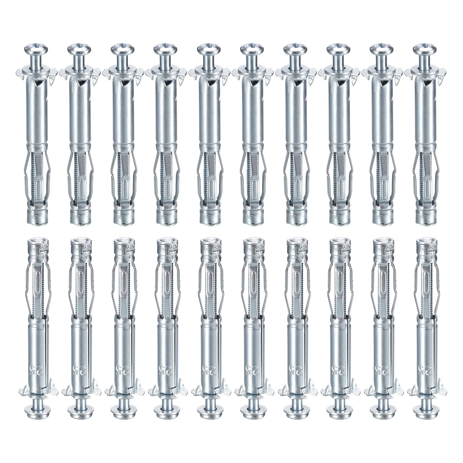 DTGN M4x52mm Hollow Wall Anchors - 35 Pack - Good for Hollow Wall Plaster Walls - Carbon Steel Hollow Drywall Anchors Screws, Silver
