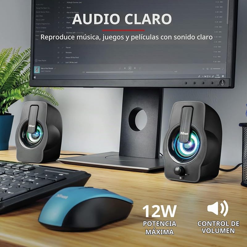 Gemi 2.0 Altavoces con Iluminación LED RGB, 12W (6W RMS), Negro