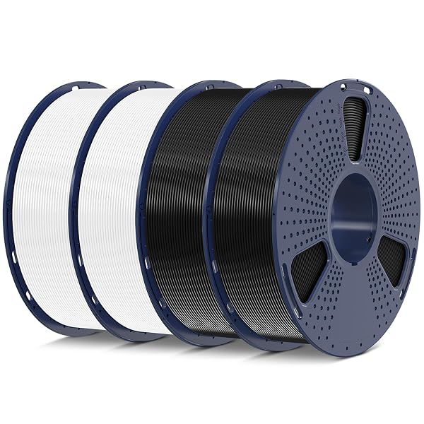 SUNLU 4KG PLA 3D PRINTER FILAMENT BUNDLE, NEATLY WOUND FILAMENT 1.75MM ±0.02MM, INDIVIDUALLY VACUUM PACKED, 4KG IN TOTAL, 1KG PER SPOOL, 4 PACK, 4000G, BLACK+BLACK+WHITE+WHITE
