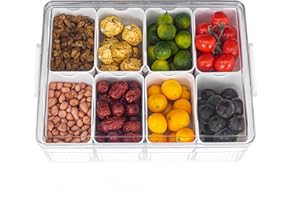 Dingerjar Large Snackle Box - Divided Serving Tray with Lid - Charcuterie Container for Portable Snack Platters - Clear Organizer for Candy, Building Blocks, Nuts, Snacks