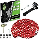XIKOBY 25H Chain 132 Link with Chain Tensioner Breaker Kit Compatible with Razor MX650 MX500 RSF650 SX500 Mcgrath Electric Dirt Bike MY1020 Motor Mini Pit Bike Rocket Scooter Motocross Moped Parts Red