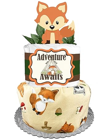 woodland creatures diaper cake