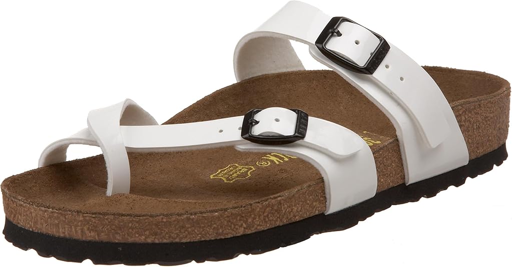 Amazon.com | Birkenstock Women's Mayari Sandal, Bright White Patent, 41 EU/10-10.5 M US | Slides