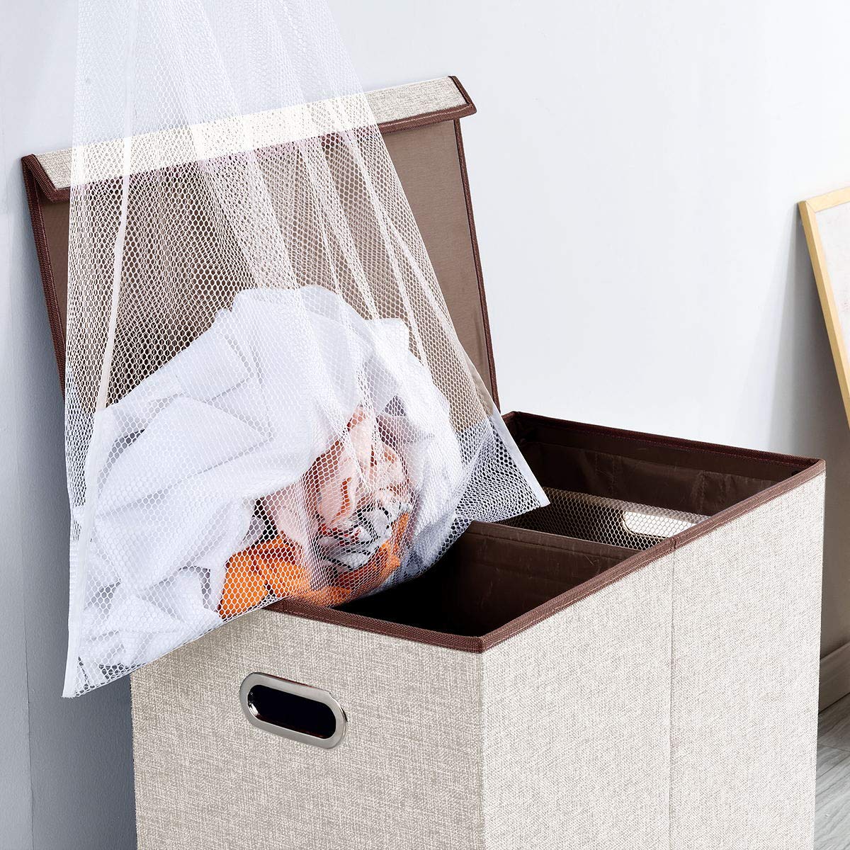 Almacenamiento y organización Cesto Ropa Sucia Beige BRIAN & DANY 150 L