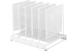 EASEPRES 5 Section Vertical Metal Mesh Desk File Organizer, Spacing Adjustable Upright Desktop Paper Mail Document Magazine S