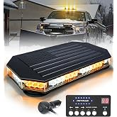 LUMENIX Rooftop Strobe Beacon Light Bar w/Controller, American Flag Pattern | White Amber LED Emergency Warning Flashing Lights for Construction Vehicles Work Trucks Snowplow (Patented Design)