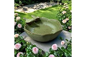 aunosit 6.5" Ceramic Birdbath Bowl Wild Bird Feeder Food Holder Container Feeding Tray for Outside Bee Bird Water Bath Outdoor Garden Courtyard Decoration(Small)