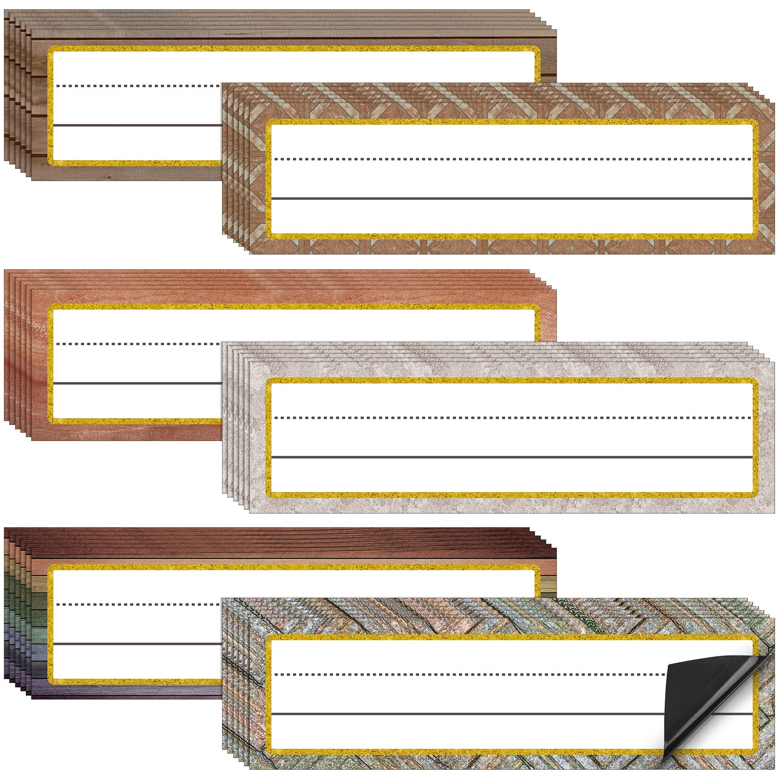 Photo 1 of 36 Piece Magnetic Name Plates for Students Classroom Desk Magnetic Name Labels 11.81x3.46 Inch Farmhouse Rustic Name Tags for Teacher Locker School Office Magnetic Accents (Vintage)