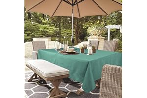 youngseahome Outdoor Tablecloth Wrinkle-Free Stain Resistant Waterproof Polyester Fabric Table Cover with Zipper Umbrella Hole for Picnic/Party/Dinner/Patio Garden(60×84inch,Zippered,Green)