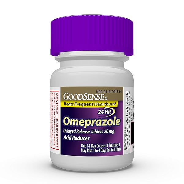 GOODSENSE OMEPRAZOLE DELAYED RELEASE TABLETS 20 MG, STOMACH ACID REDUCER FOR FREQUENT HEARTBURN TREATMENT, 42 COUNT
