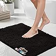 GORILLA GRIP Bath Rug Mat, Thick Soft Absorbent Chenille, Quick Dry Microfiber Mats, Rubber Backing Machine Washable Shower Floor Rugs, Bathmat Runner, Bathroom Home Decor Accessories, 24x17, Black