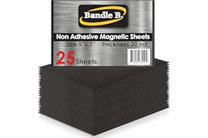 BANDLE B. Bandle B Magnetic Sheets for Crafts 5" x 7". Pack of 25. Flexible Non Adhesive Magnetic Sheet for Metal Cutting Die Storage. Easy to Organize and Cut for Arts & Crafts or Scrapbooking. Thickness 30