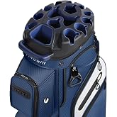 Findway Golf Cart Bag, Upgraded Quiet 15‑Way Full‑Length Divider Golf Bag for Men Women, Anti‑Rattle Locking Top with Grip‑Holding Base, Multiple Pockets, Rain Cover