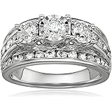 2.00 Carat Diamond, Channel and Prong Set 10K White Gold 3-Stone Miracle Diamond Wedding Ring (I-J, I2-I3) by La4ve Diamonds 