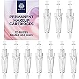 Stylia 10PC Permanent Makeup Cartridges for Microshading, Lip Lining, Detailing, Eyeliner & Eyebrows - Clear, Sharp, Disposable & Easy to Install - 3RS For Shading