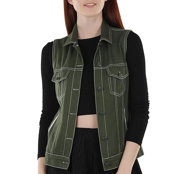 olive green denim jacket womens india